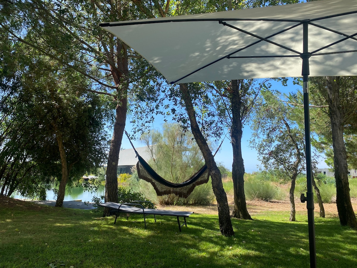 Hammock in the lakefront garden